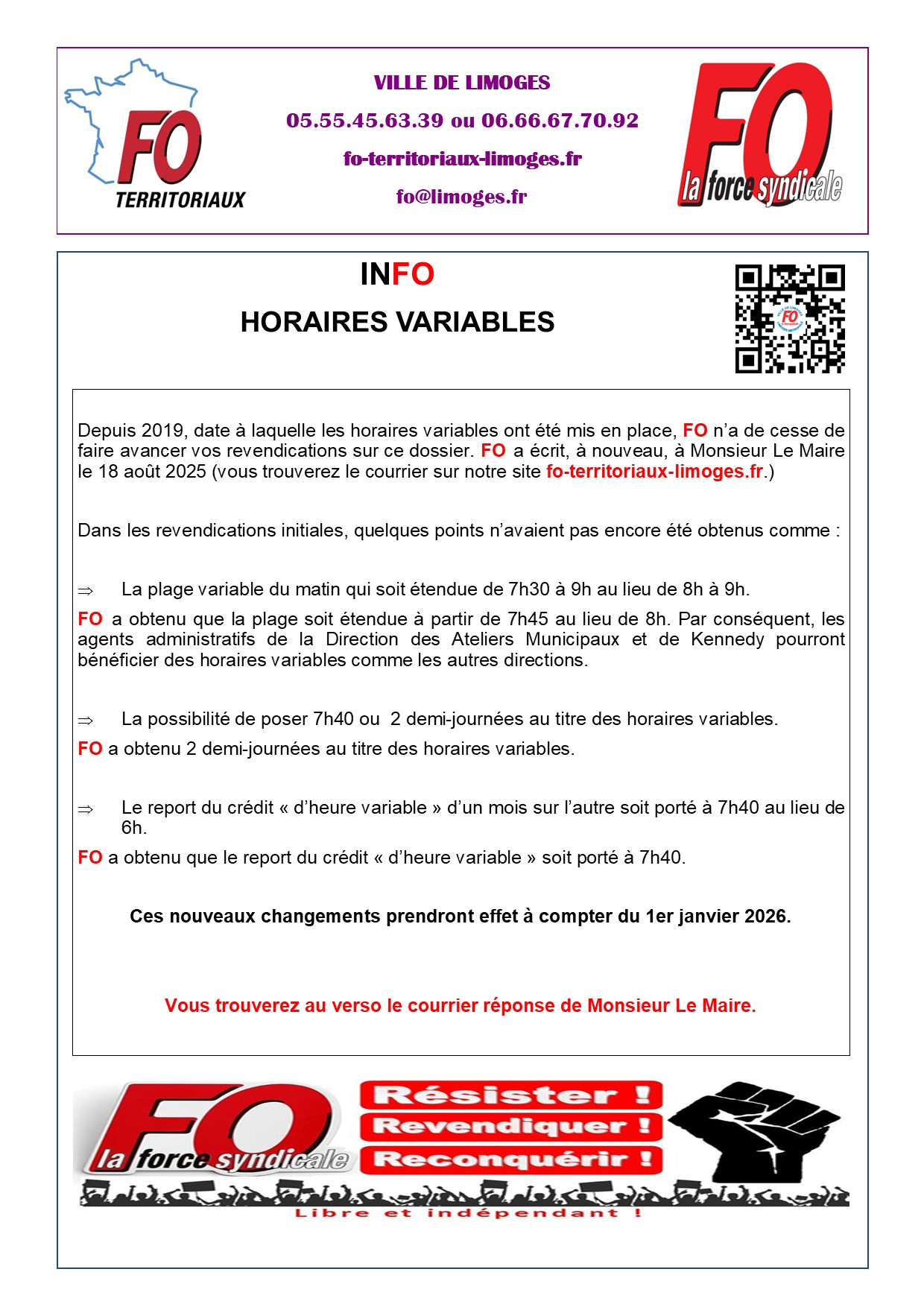 2026 horaires variables