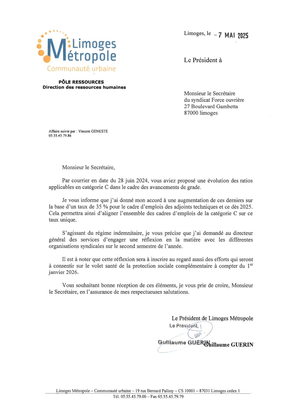 LM 05.2025 Ratios Cat C Réponse Président
