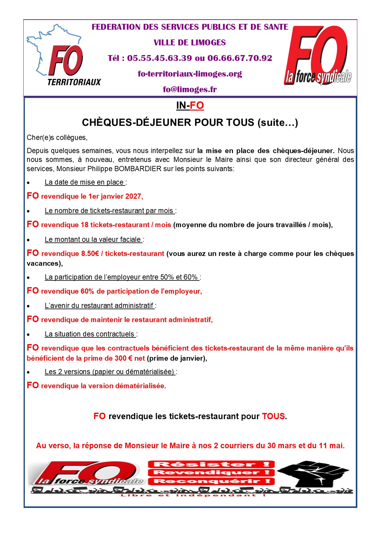 revendications chèques déj